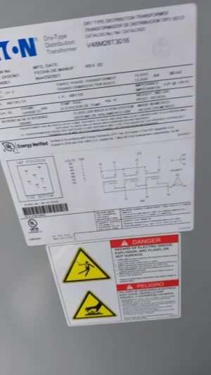 Eaton Dry Type Distribution Transformer V48M28T3016 480DELTA 60HZ 30KVA THREE…