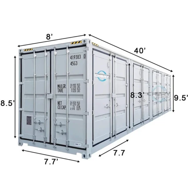 NEW 40ft High Cube Shipping Container – Open Side 4 Doors