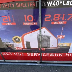 40x80x24 Double Truss Hoop Building Storage Shelter 21 Oz Canvas Fabric New