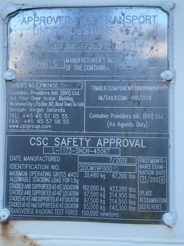 9-1 45’ High Cube Shipping Container