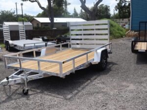 2025 7×12 Aluminum Tube Top Utility Trailer – 3K Single Axle, Fold-Flat Ramp