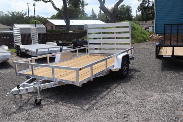 2025 7×12 Aluminum Tube Top Utility Trailer – 3K Single Axle, Fold-Flat Ramp