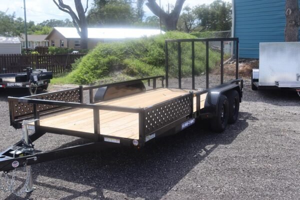 2025 7×16 Tube Top ATV Utility Trailer – 7K Tandem Axle, Side Ramps, Fold-Flat Gate