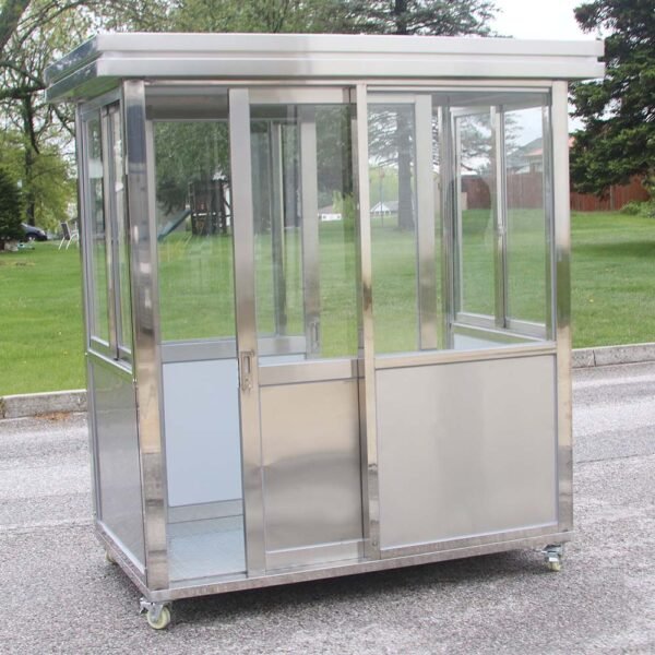 4 x 6.5 Stainless Steel Guard Shack, Double Sliding Door, Plain Jane