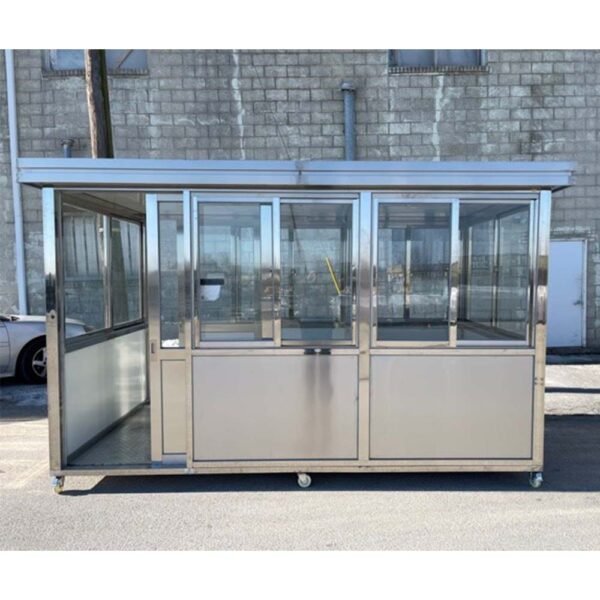 6.5-x-12-stainless-steel-guard-shack-with-partition2 10‘ x 13’ Heavy Duty Stainless Steel Guard Shack, Double Sliding Door, Insulating windows, Insulating Walls , Plain Jane