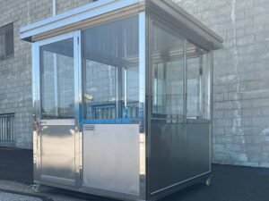 6.5x6.5stainlesssteelguardshackswingdoor2 Basic HVAC & Electric Package, Stainless Steel Guard Shack 6.5 x 8