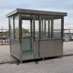 6.5 x 8 Stainless Steel Guard Shack with Double Sliding Door, Plain Jane