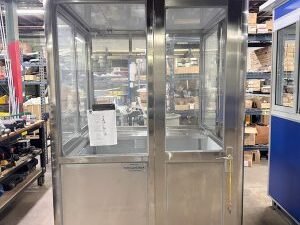 IMG_1225-1-300x300 5×5 Stainless Steel Guard Shack, Swing Door, Table, Legs, Light