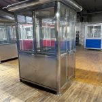 4×5 Stainless Steel Guard Shack, Swing Door, Curved Roof, With Legs and a Table
