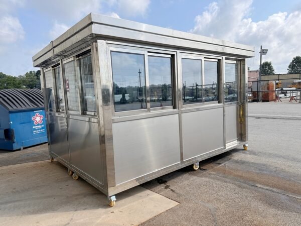 IMG_9606 10‘ x 13’ Heavy Duty Stainless Steel Guard Shack, Double Sliding Door, Insulating windows, Insulating Walls , Plain Jane