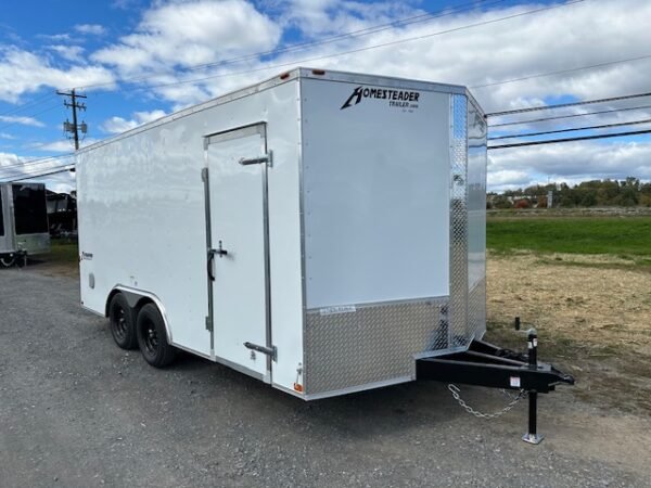 homesteader-85-x-16-v-nose-enclosed-car-hauler-ramp-door Homesteader 8.5 x 16 V-Nose Enclosed Car Hauler – Ramp Door