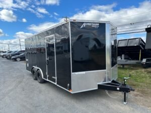 homesteader-85-x-18-v-nose-enclosed-car-hauler-ramp-door Homesteader 8.5 x 18 V-Nose Enclosed Car Hauler – Ramp Door