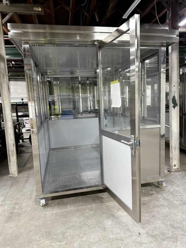 6.5 x 8 Stainless Steel Guard Shack, Swing Door on 6.5 feet side, Plain Jane